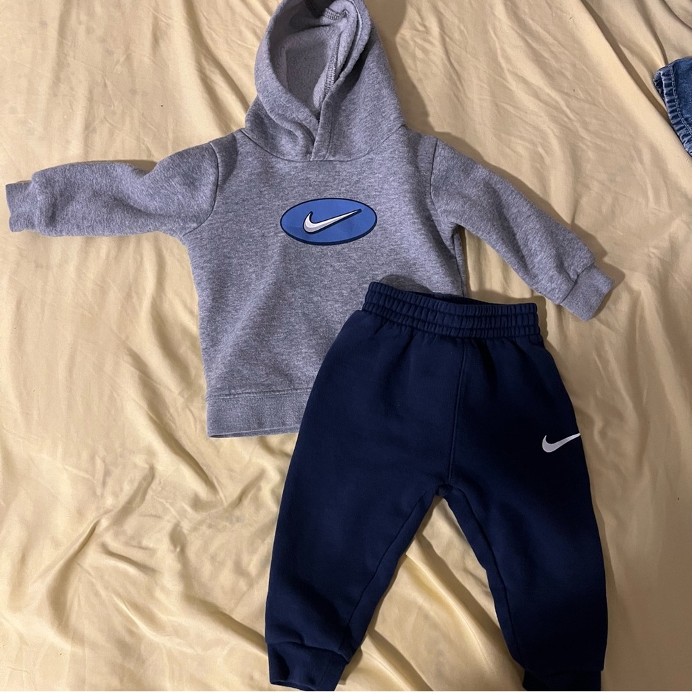 Nike Kids Gray and Blue Tracksuit